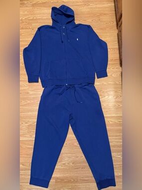 Polo Ralph Lauren Double-Knit Full-Zip Hoodie Jogger Set 1XB Dark Blue Tracksuit